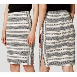LOFT Cream & Black Mosaic Stripe Pencil Sk…